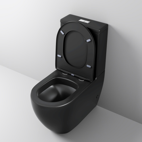 Унитаз напольный с бачком Grossman GR-4446BMS черный матовый с сиденьем микролифт безободковый смыв торнадо - фото 4