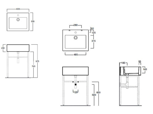 Раковина из санфаянса Simas FZ 10 bia/1 hole 60х50 подвесная цвет белый - фото 3