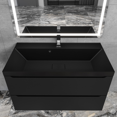 Раковина из литьевого мрамора Uperwood Classic New RClassicNew90bg 90х45 полувстраиваемая цвет черный глянцевый - фото 3