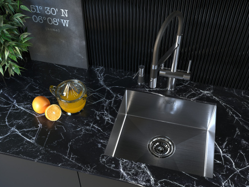 Кухонная мойка Paulmark ALLER 48 UNI PM804844-BS 43х39 цвет брашированная нержавеющая сталь поверхность матовая - фото 3