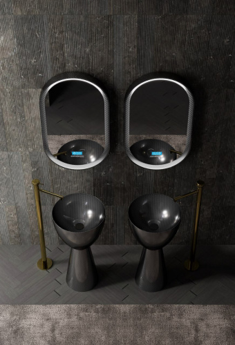 Раковина карбоновая Abber KARBON AK2003 45х45 напольная цвет черный без отверстий под смеситель - фото 4