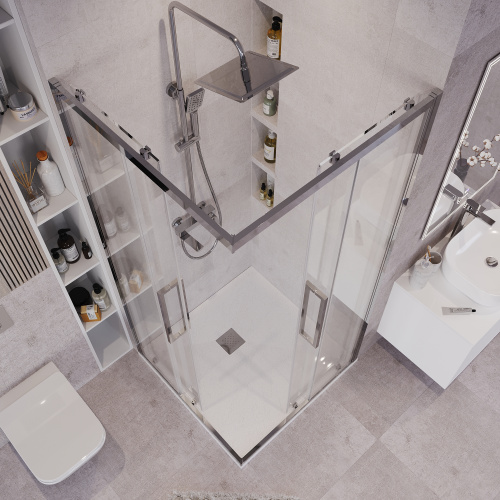 Душевой уголок Grossman Cosmo 300.K33.02.1010.10.00 100х100 стекло прозрачное профиль хром глянцевый без поддона - фото 4