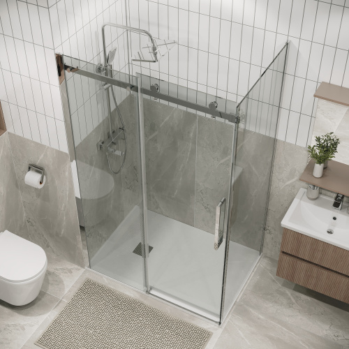 Душевая перегородка Grossman Classic 200.K33.04.80.10.00 80х195 стекло прозрачное профиль хром глянцевый - фото 5