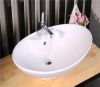 Раковина из сантехнического фаянса CeramaLux 7025 70х40 накладная цвет белый 1 отверстие под смеситель