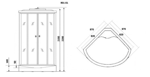 Душевая кабина Niagara Ultra 9010135 90х90 четверть круга с крышей ориентация универсальная - фото 2