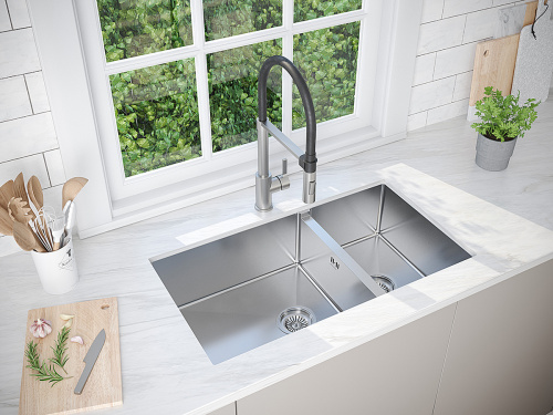 Кухонная мойка Paulmark GERBERG 78/2S UNI PM227844-BS 44х39 цвет брашированная нержавеющая сталь поверхность матовая - фото 3
