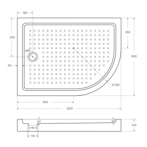 Душевой поддон Cezares TRAY-A-RH-120/90-550-15-W-L 120х90 акрил белый с ножками - фото 2