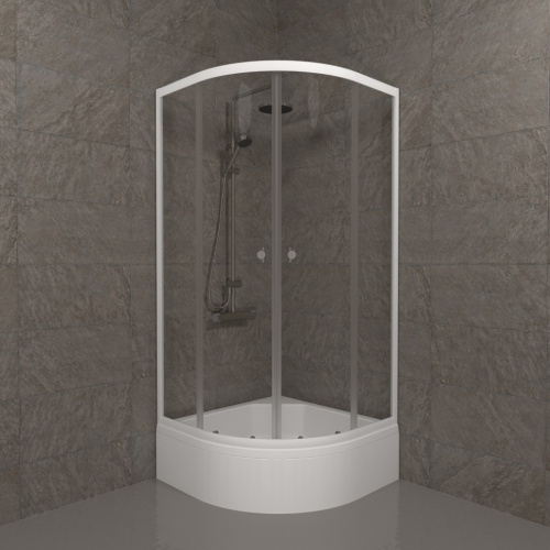 Душевой уголок Тритон Ультра Щ0000061812 90х90 стекло прозрачное профиль белый с поддоном - фото 3