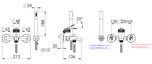 Смеситель для ванны Remer Atelier AL02 настенный хром - фото 2