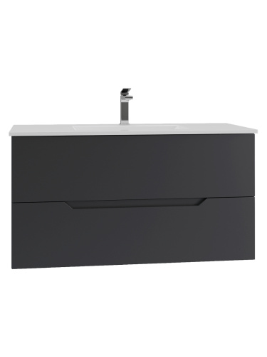 Тумба с раковиной Orange Line Li-100Tub+Ra 102х47х54 цвет черный - фото 3