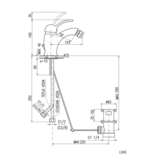 Смеситель RavSlezak Labe L045.5KCMATZ на биде черный матовый/золото - фото 2