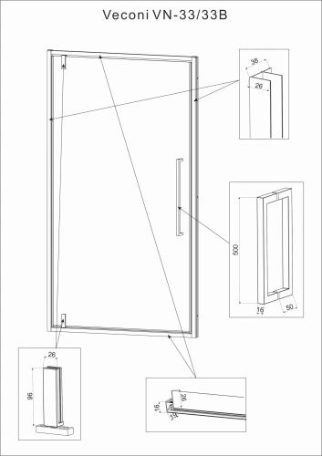Душевая дверь Veconi Vianno VN33-70-01-C7 70х195 стекло прозрачное профиль хром глянцевый - фото 3