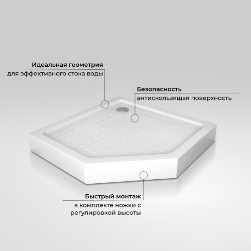 Душевой поддон RGW Acryl 16180599-41 90х90 акрил белый - фото 2