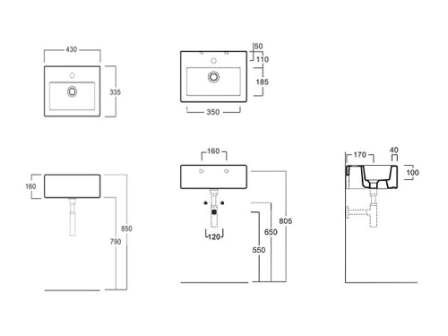 Раковина из санфаянса Simas FZ 14 bia 0 hole 43х34 подвесная цвет белый - фото 3