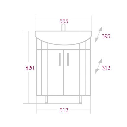 Тумба под раковину Onika Лига 105554 52х31х68 напольная - фото 3
