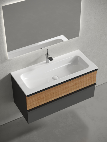 Тумба под раковину Sancos DELTA DL100GR 100х45х50 подвесная цвет дуб красный/графит - фото 4