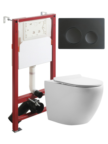 Комплект унитаз с инсталляцией и клавишей смыва Orange CI07-100W+APB144 - фото 2