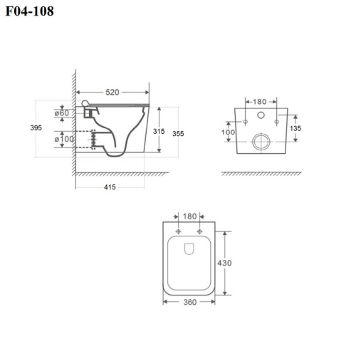 Унитаз подвесной Bond Cube F04-108 черный с сиденьем микролифт безободковый душевой смыв - фото 3