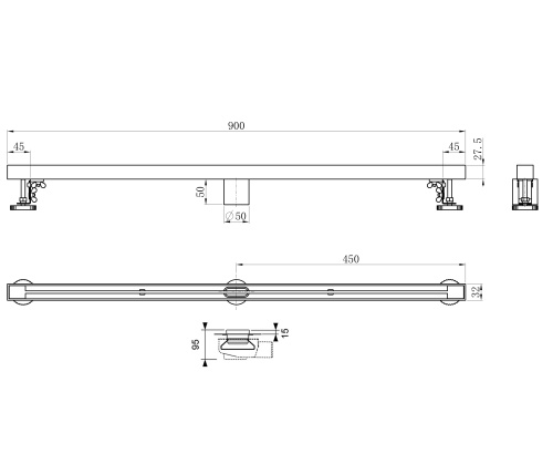 Душевой лоток Wonzon & Woghand WW-65409T-BR в пол - фото 2