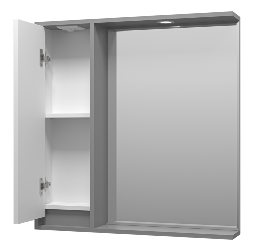 Зеркало-шкаф Brevita Balaton BAL-04080-01-01Л 78х14х80 подвесной цвет белый/серый - фото 4