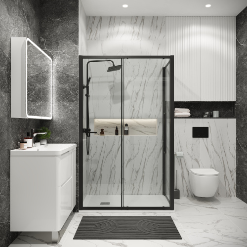 Душевая перегородка Grossman Cosmo 200.K33.02.70.21.00 70х195 стекло прозрачное профиль черный матовый - фото 4