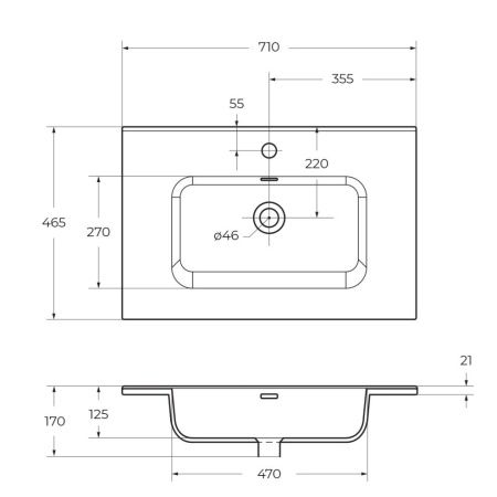 Раковина керамическая BelBagno BB700ETL 70х50 накладная цвет белый 1 отверстие под смеситель