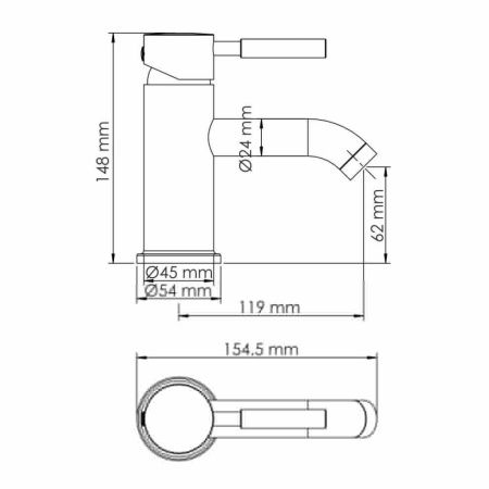 Смеситель Wasserkraft Wern 4200 4205 на раковину никель