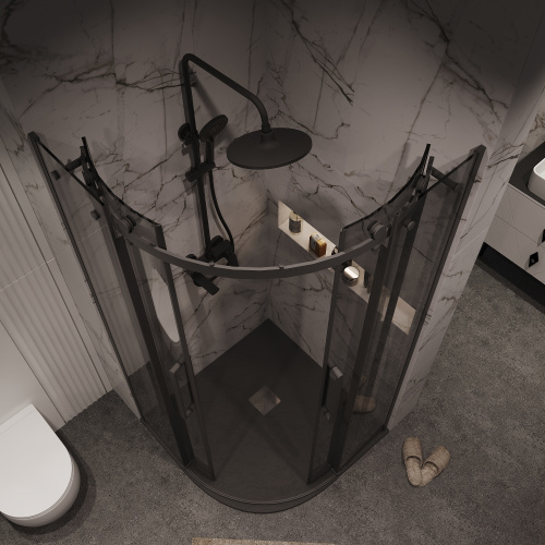 Душевой уголок Grossman Classic 301.K33.04.9090.21.10 90х90 стекло тонированное профиль черный матовый без поддона - фото 5