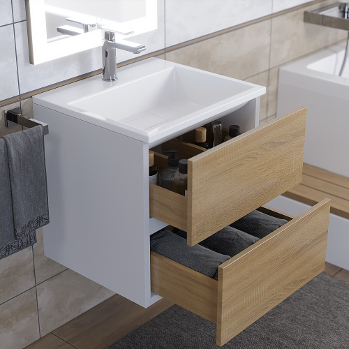 Раковина из литьевого мрамора Uperwood Barsa 2901120345 50х45 полувстраиваемая цвет белый - фото 3