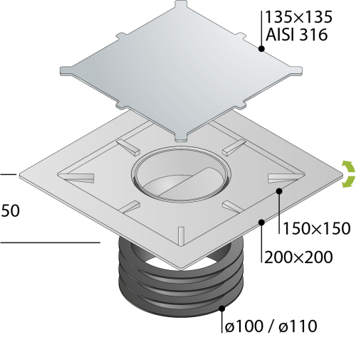 Душевой трап OMP Tea Kalamata 9977.798.9 в пол - фото 3