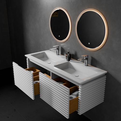 Тумба с раковиной+зеркало Art Decco Jacqueline (Жаклин) AJC12W34D2M0 120x45x40 подвесная цвет белый - фото 3