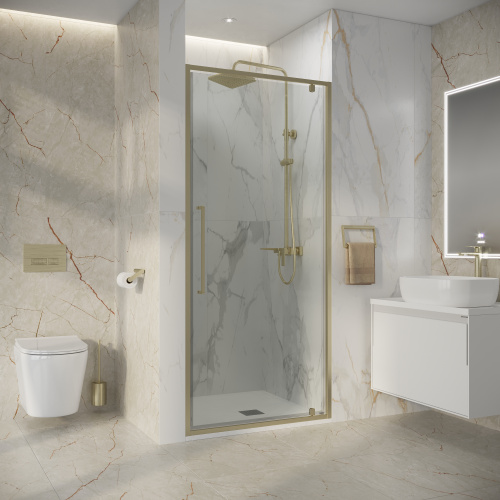 Душевая дверь Niagara Nova NG-45-10ASG 100х195 стекло прозрачное профиль золото брашированное - фото 3