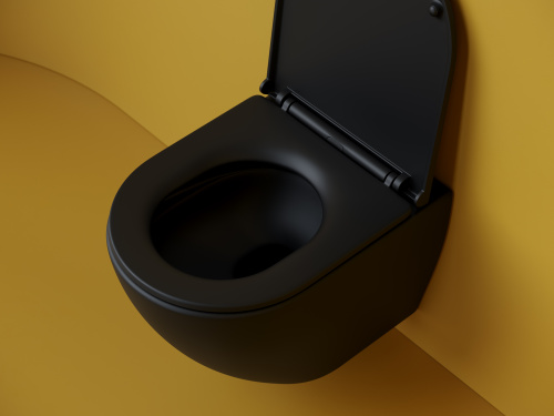 Унитаз подвесной Ceramica Nova METROPOL CN4002TMB черный матовый с сиденьем микролифт безободковый смыв торнадо - фото 5