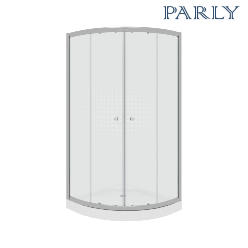 Душевой уголок Parly Z9111 90х90 стекло прозрачное с рисунком профиль хром глянцевый с поддоном - фото 2