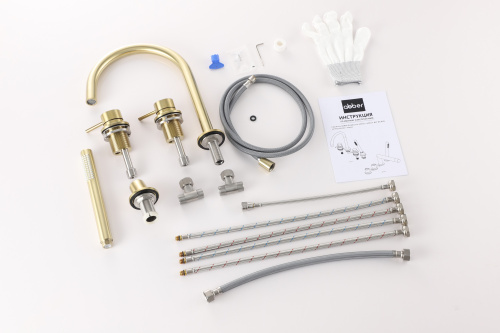 Смеситель Abber Wasser Kreis 316 AF8113BG на борт ванны брашированное золото - фото 2