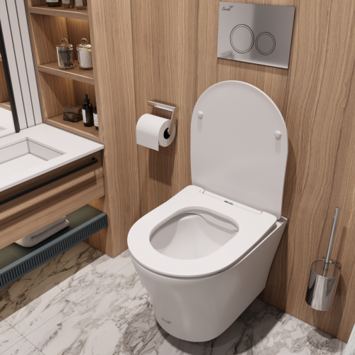 Унитаз подвесной Cerutti SPA CT9245 белый с сиденьем микролифт безободковый каскадный смыв - фото 2