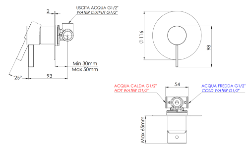 Смеситель для душа Remer Metrica MC30L встраиваемый в стену хром - фото 2