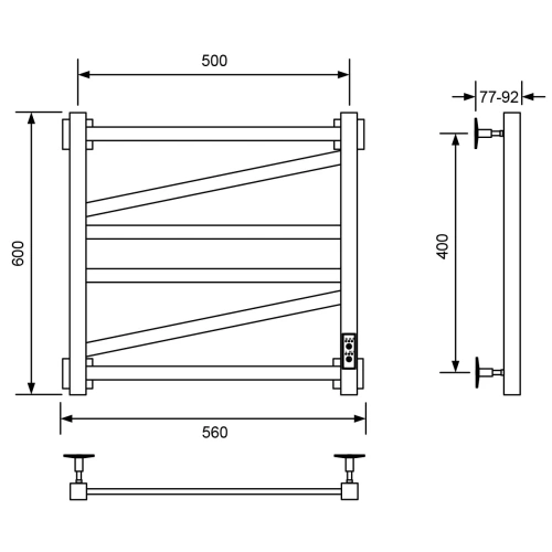 Полотенцесушитель Veconi Barro-C B6050B-C 50х60 электрический черный - фото 2