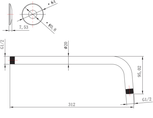 Держатель верхнего душа LeMark LM8029C хром - фото 2