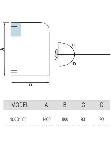 Душевая шторка на ванну WeltWasser WW100 10000001224 80х140 стекло прозрачное профиль хром глянцевый ориентация универсальная - фото 2