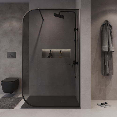 Душевая перегородка Niagara Nova NG-689-90TBLACK 90х200 стекло тонированное профиль черный матовый - фото 3