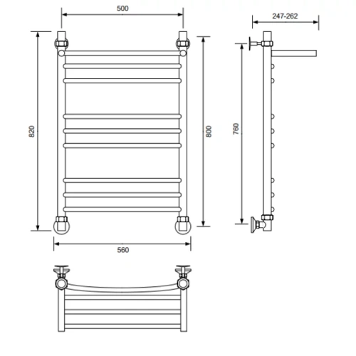 Полотенцесушитель Veconi Nemi-B N8050GR-B 50х80 водяной графит - фото 3
