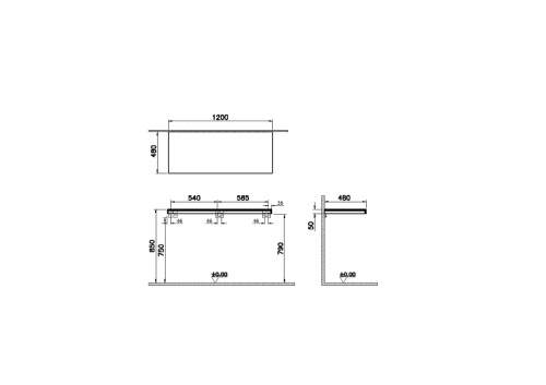 Столешница Vitra Stand 66659 120х48 подвесная цвет светлый дуб - фото 3