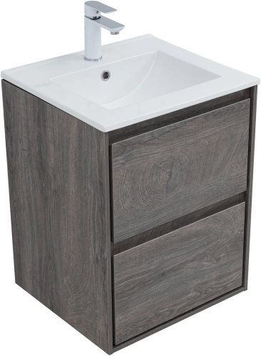 Тумба под раковину Aquanet Милан 00336371 50х45х64 подвесная цвет темное дерево - фото 5