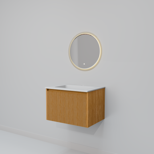 Тумба с раковиной+зеркало Art Decco Elizabeth (Элизабет) AEL06W11S2M0 60x45x40 подвесная цвет белый дуб - фото 5