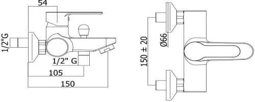 Смеситель для ванны с душем Paffoni Blu BLU022CR настенный хром - фото 2