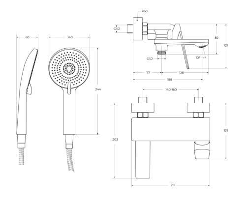 Смеситель Cezares COMFORT COMFORT-VD-01 настенный хром - фото 3
