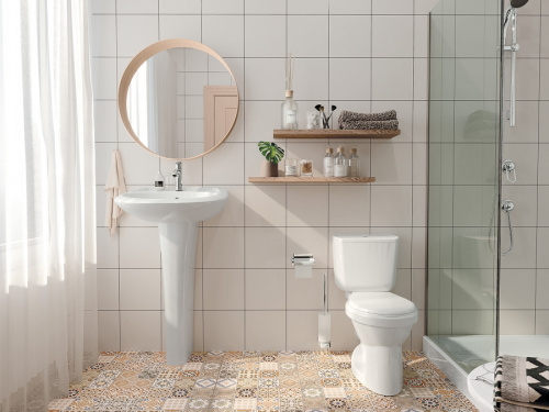 Раковина из сантехнического фарфора Santek Бриз 1WH110466 49х60 подвесная цвет белый 1 отверстие под смеситель - фото 4