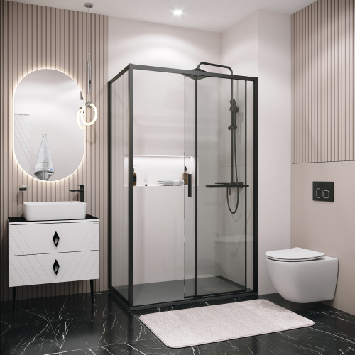 Душевая перегородка Grossman Style 200.K33.05.70.21.00 70х195 стекло прозрачное профиль черный матовый - фото 5