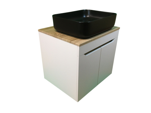 Тумба с раковиной Sintesi STL.W7024_SIN-LVB-APP-409BM 60х55х50 подвесная цвет белый/коричневый/черный матовый - фото 4